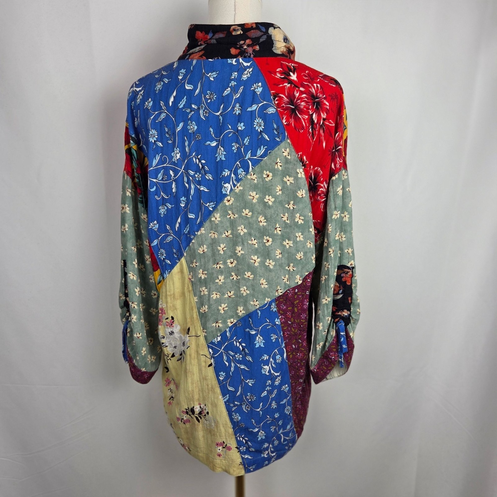 John Mark Tunic Shirt Medium Patchwork Button Dow… - image 5