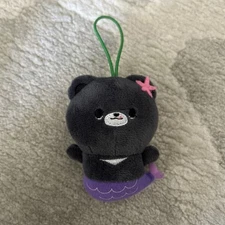 Mermaid Bear Mini 3" Mascot Plush Black and Purple Fukuya Round1  