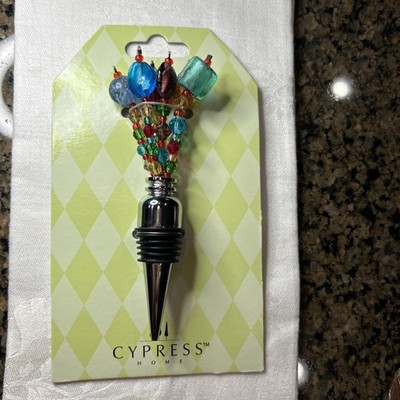 Cypress Home Decorative Bottle Stopper Multicolor Beaded & Stainless Steel NEW 