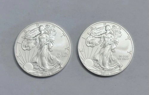 2012 American Silver Eagle 1 OZ. X 2 /.999 Fine Silver BU Uncirculated