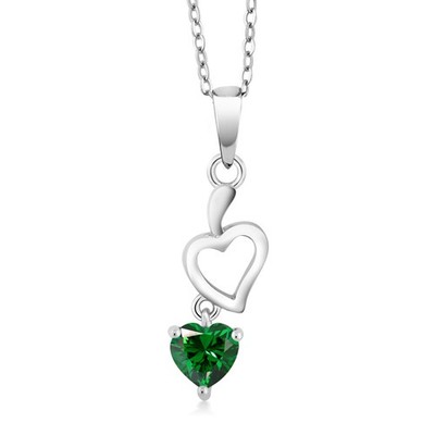 0.44 Ct Green 925 Sterling Silver Heart Pendant Made with Zirconia