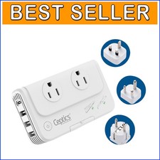 Universal Voltage Converter 220V to 110V - Compact for Travel, 6 Device Charger