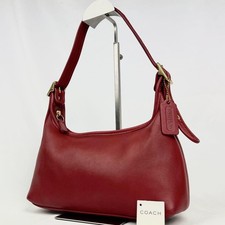 Vintage Classic Coach City Bag USA Red Leather W Brass Turnlock