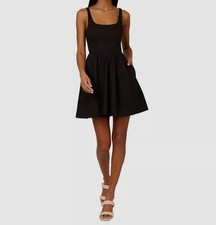 Adrianna by Adrianna Papell Women's Black Scoop Neck Smocked Dress Size 14