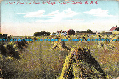 R088870 Weizenfeld und Wirtschaftsgebäude. Westkanada. C. P. R. Bill Hopkins Co