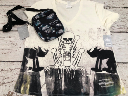 Disney Cartoons Silly Symphony The Skeleton Shirt women’s XL bag Halloween
