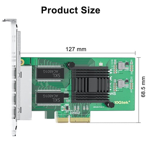 Intel I350-T4 1.25Gbps PCIe Quad RJ45, 4-Port Network Card - I350-GE-4T-X4 - NEW - Picture 3 of 3