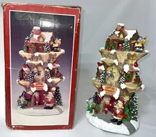 Santa's Trunk Workshop w/Music & Light Elf Figurine Statue 12.75" Resin-JM 20571