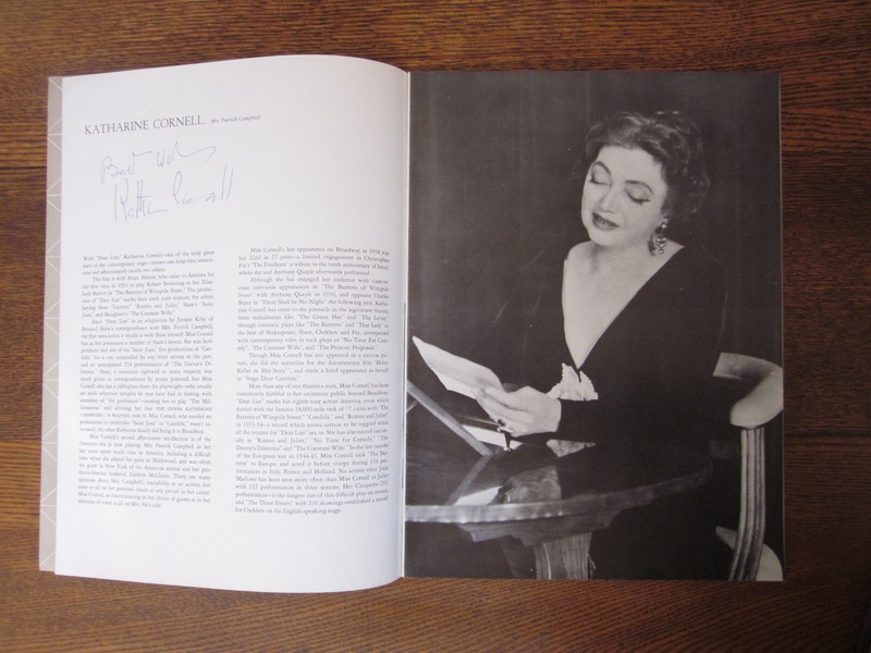 orig double autograph 1960 program "Dear Liar" Katharine Cornell Brian Aherne EX
