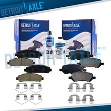 Front Rear Ceramic Brake Pad w/Hardware for 2009 2010 2011 12-2016 Toyota Venza