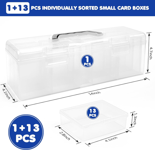 Trading Card Storage Box Set of 14, Plastic Card Box Large for 1000+ Loose Cards - Picture 2 of 12