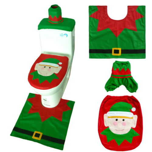  3 Pcs Xmas Bathroom Decorative Cover Christmas Set Elf Patterned - Afbeelding 1 van 12