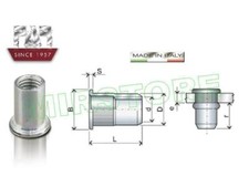 50 INSERTI (RIVETTI) FILETTATI FAR M3 IN ACCIAIO A TESTA CILINDRICA LUNG. 9 mm