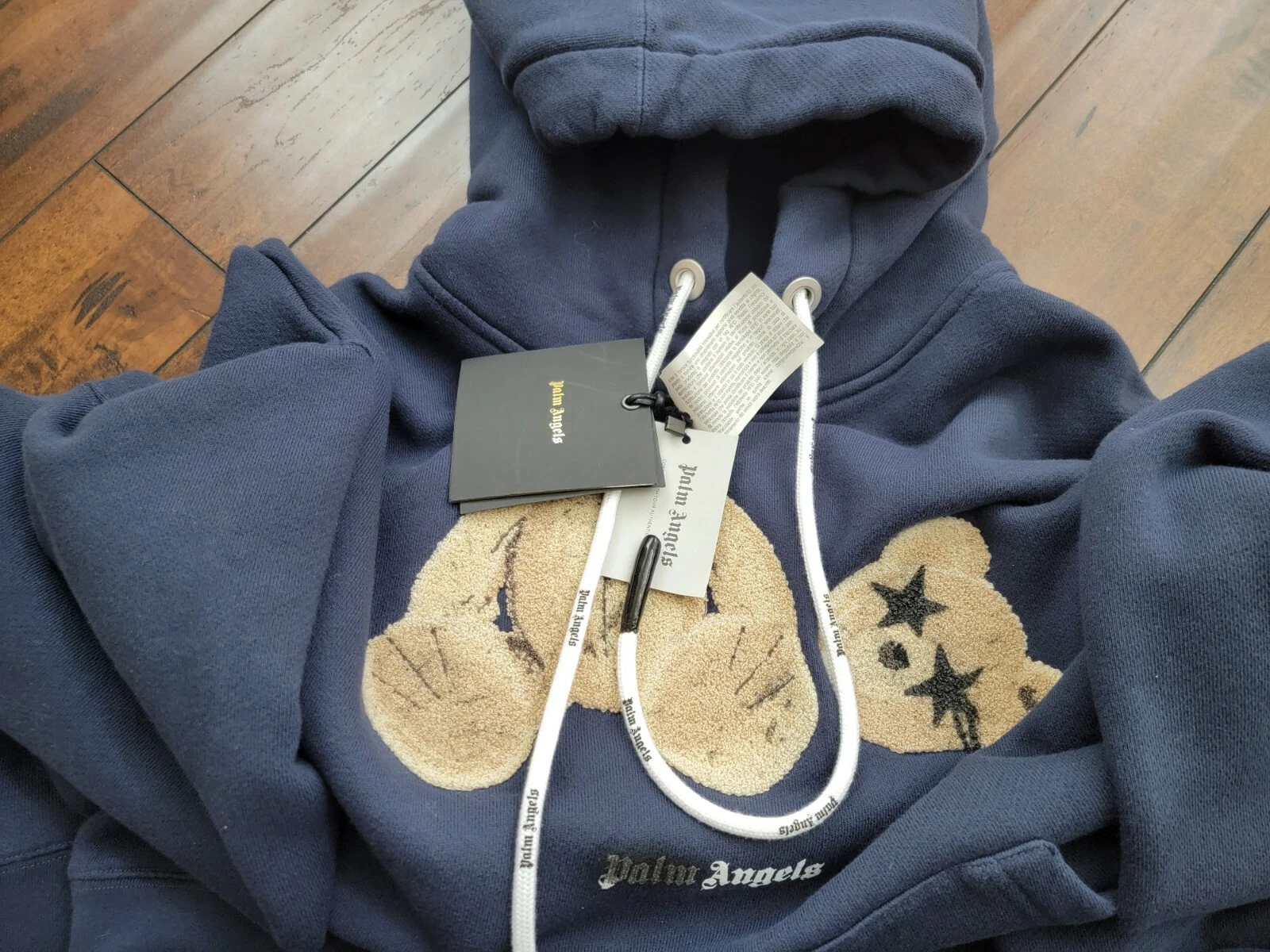 Felpa con cappuccio blu navy motivo orso spray Palm Angels taglia: Large