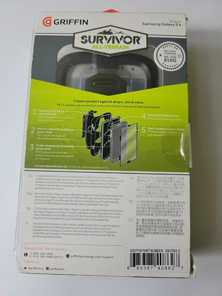 GRIFFIN SURVIVAL todo terreno SAMSUNG Galaxy S4 negro funda y clip Foto 2 de 4