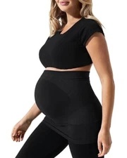 Blanqi Maternity Built-In Support Belly Band Support Belt, Black, L/XL