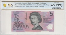 Last Prefix EA03 2003 Macfarlane Henry $5 Banknote PCGS 65 PPQ
