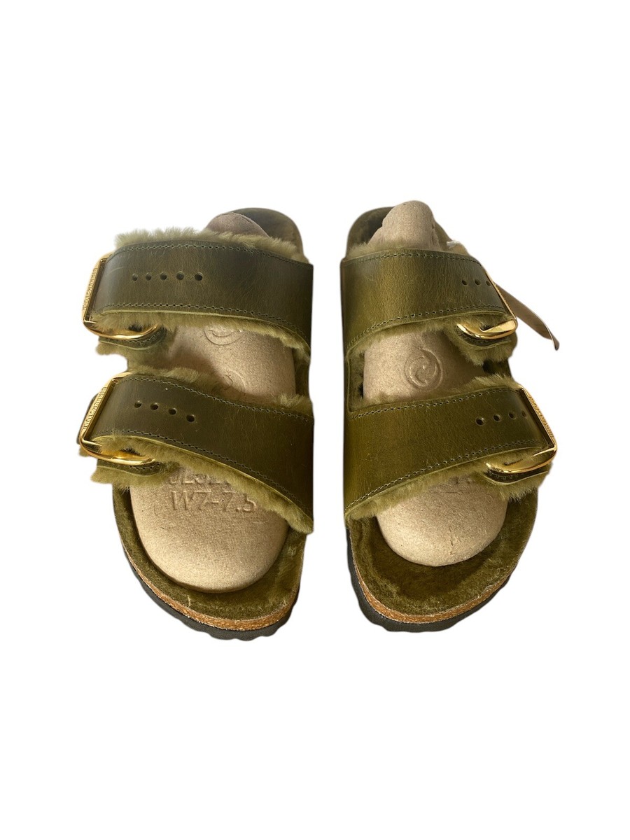 Birkenstock Arizona Big Buckle Olive Green Shearling Lined  display picture 1