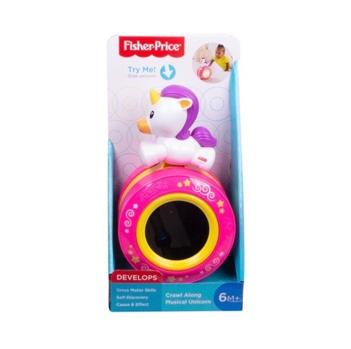 New, Fisher Price Crawl Along Musical Unicorn with Mirror, Infant Baby Toy