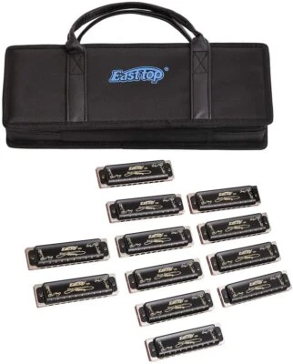 Easttop Diatonic Blues Harmonica Set 12 10Holes Diatonic Harp Mouth Organ Set - Image 1 of 4