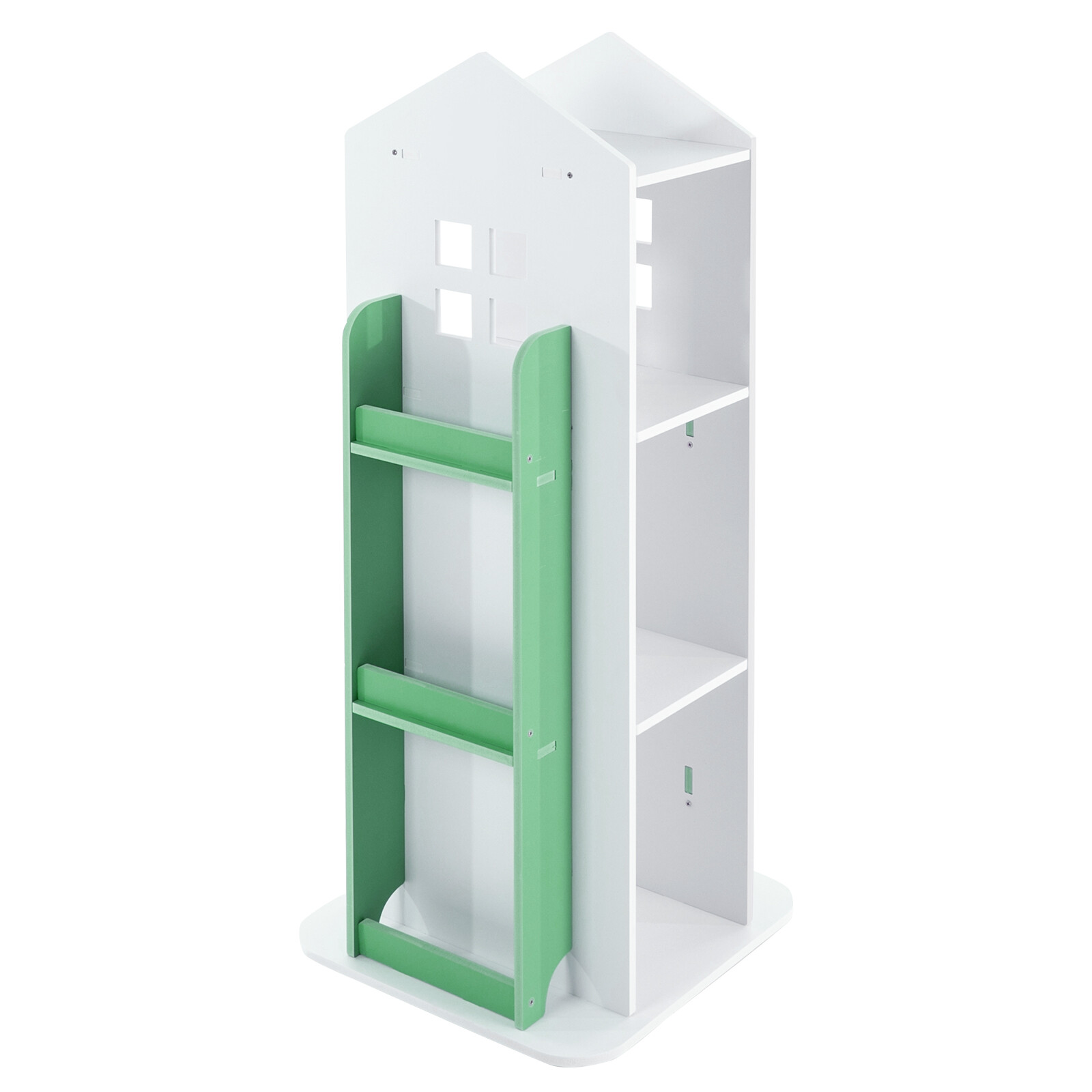 4 Tiers 360° Kids Green Castle Rotating Bookshelf Home Office Furniture Bookcase