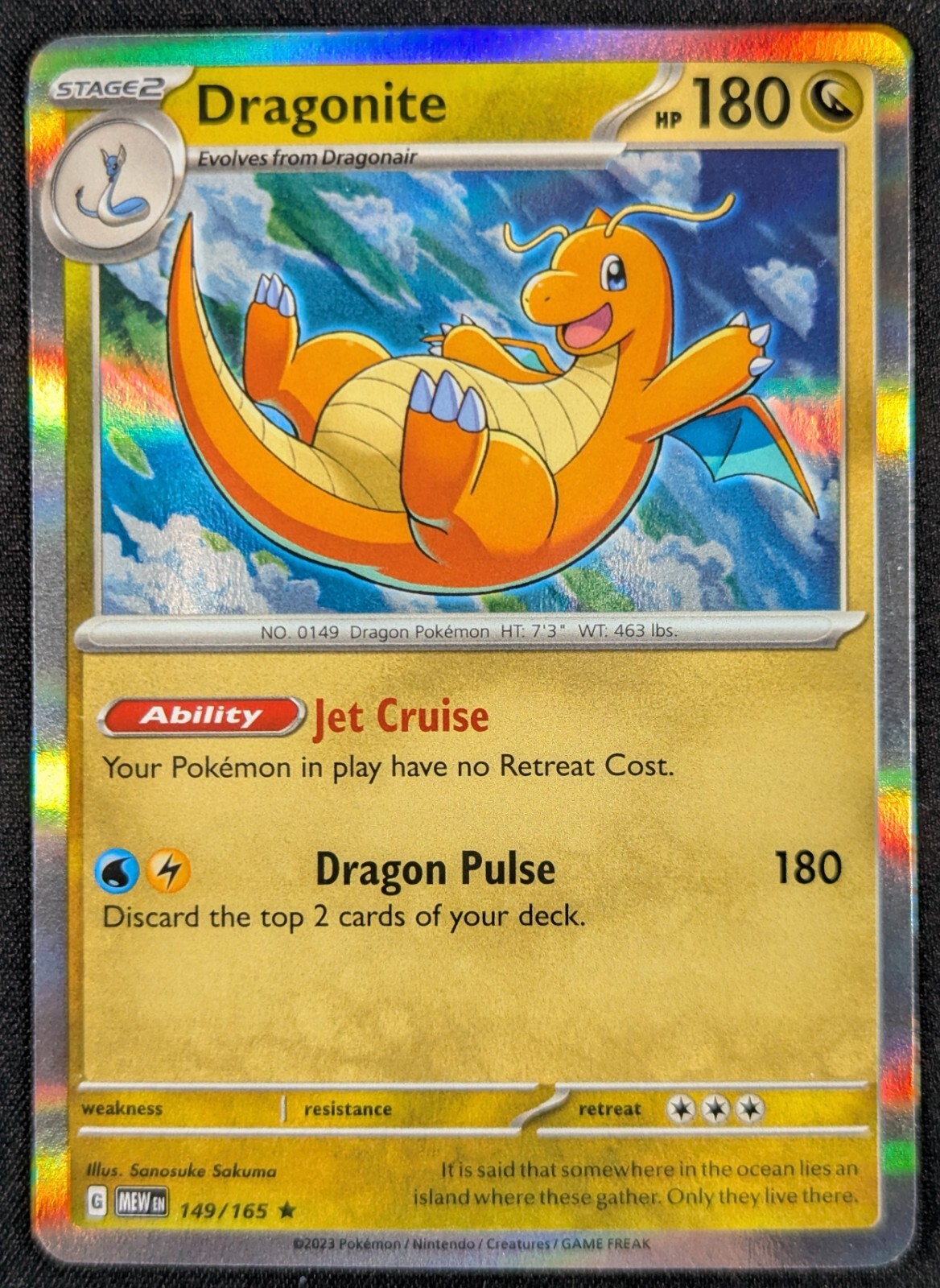 Dragonite 2023 Scarlet Violet 151 Holo Rare Pokemon Card 149/165 (NM)