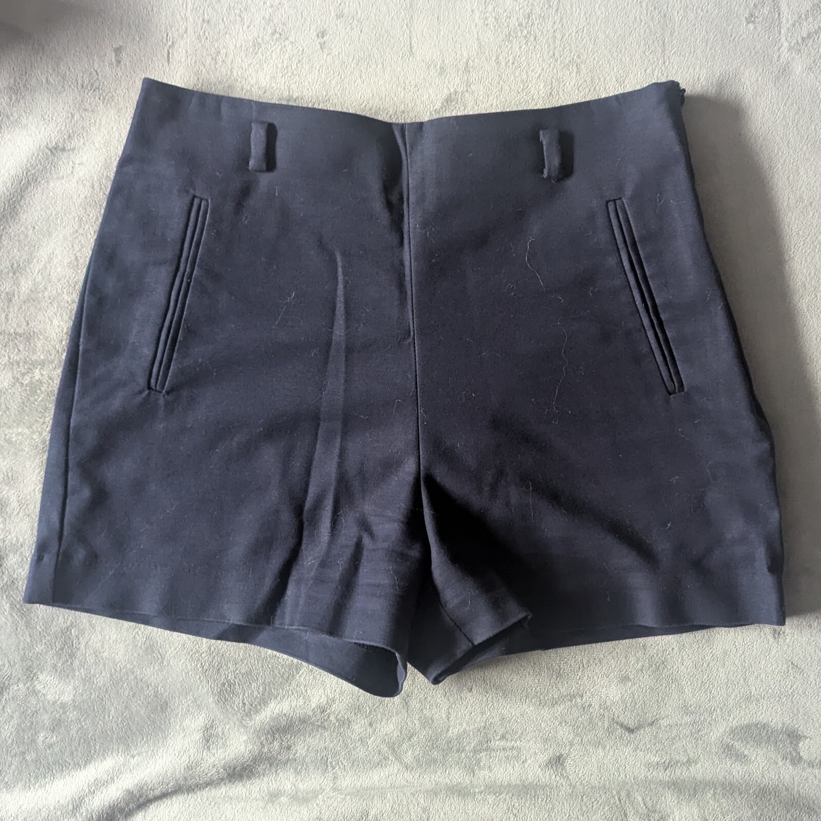 Zara Basic Navy High Waisted Side Zip Shorts size… - image 1