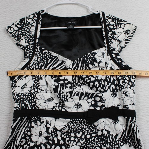 Spense Women's Sheath Dress Size 14 Floral Black & White Cap Sleeves - Picture 3 of 14