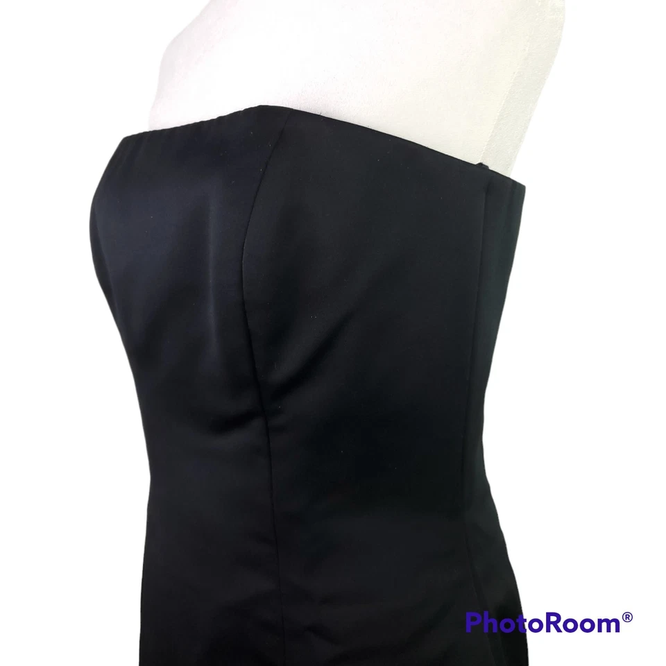 Винтажное женское атласное черное платье без рукавов Victor Costa размер 8 ОБЯЗАТЕЛЬНО К ПРОСМОТРУ! - Изображение 2 из 4