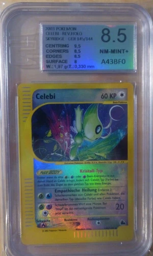 CCG 4 Pokemon Skyridge Reverse Holo Celebi 145/144 German EGS/BGS 8.5