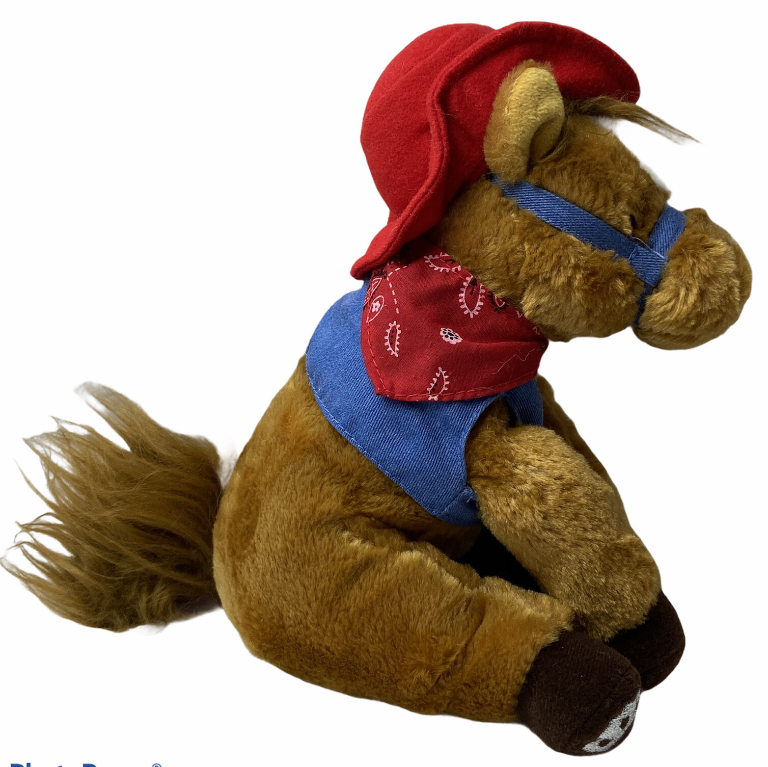 Aurora Cowboy Pony Horse Plush Stuffed Animal 8" Brown Western Hat Bandana Vest