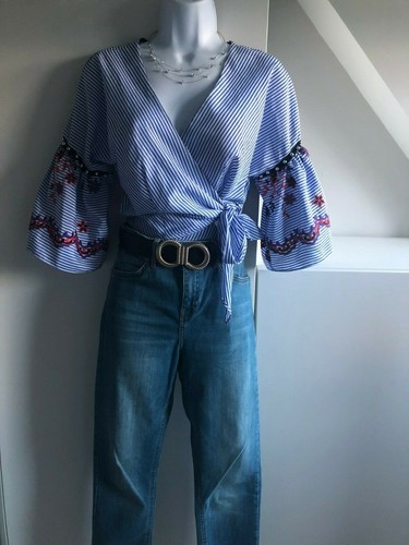 Topshop Blue \u0026 white stripe blouse top 