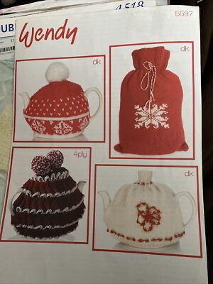 wendy Strickanleitung Nr 5597 - 3 bunte Tea Cosies Wärmflasche