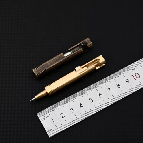 Mini Bolsillo Latón Perno Acción Bolígrafo Repuestos Exterior Camping EDC Herramienta - Imagen 8 de 16