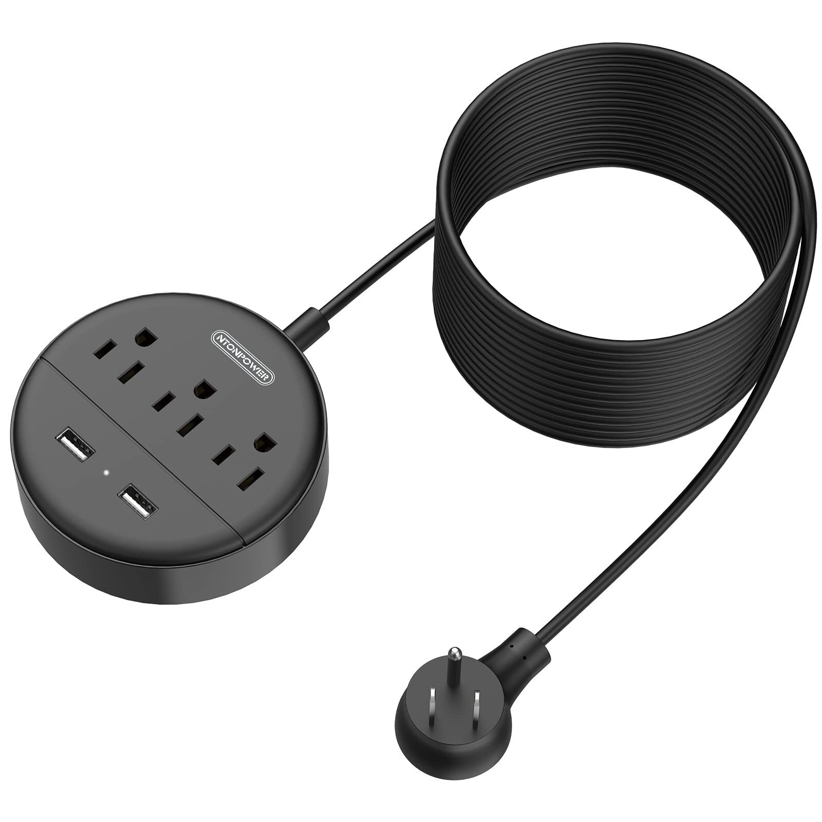 Extension Cord 25 Ft Flat Plug Power Strip With Usb 3 Outlet 2 Usb Desktop Charg-image