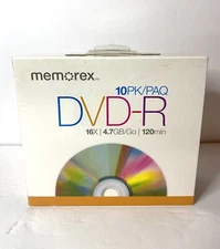 Memorex DVD+R 10 Pack 16X, 4.7GB, 120 min With Jewel Cases Sealed