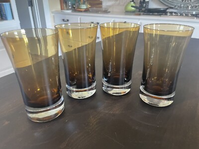 Denby Mirage Smoke / Brown Rare  (4) Tumblers Highball Glasses, 6'' - B110