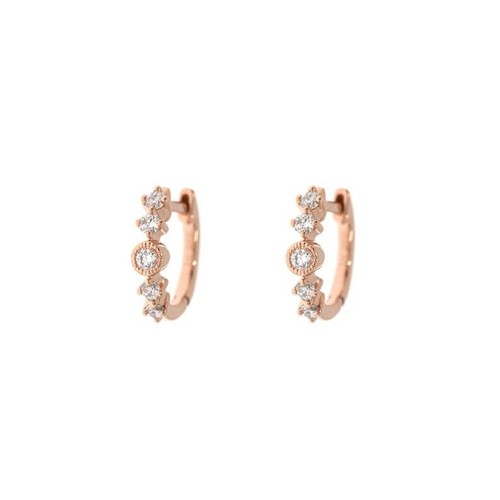 Cartilage hoop Huggie hoop earrings Silver moissanie dainty tiny earrings - Picture 5 of 9