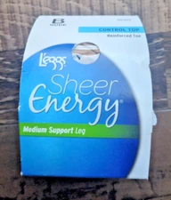 L'eggs Sheer Energy Control Top Reinforced Toe Nude B Pantyhose 65203 Medium
