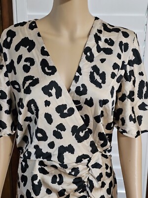 AX PARIS ANIMAL LEOPARD PRINT MIDI NEW DRESS SIZE 12 US POLYESYER