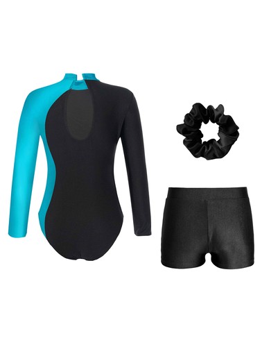 Girls Ballet Dance Outfits Gym Unitard Leotard with Shorts Athletic Dancewear - Picture 53 of 86