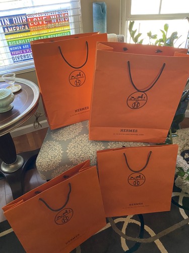 ✨👜 4 HERMES (Empty) XLarge Shopping Bags 16.5" x 18.5" x 6.5" *HOME STAGING*👜✨