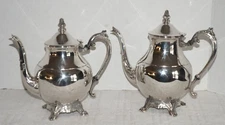Vintage F.B. ROGERS CO Silverplate TEAPOT 8.75"H and COFFEEPOT 9.5"H Matching