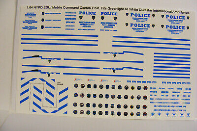 NYPD ESU Command Post 1:64 Water slide Decal set Fits GL Ambulances and |  eBay