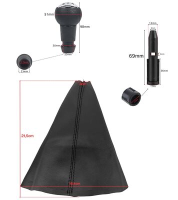 KIT POMELLO LEVA CAMBIO CON CUFFIA CAMBIO MANUALE 5 MARCE NERO PER CITROEN C3 II