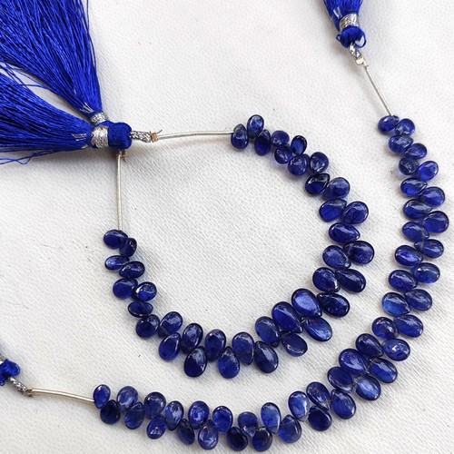Natural Sapphire Gemstone 6x4 to 9x6 mm Size Smooth Pear Shape Beads 5" Strand - 第 1/7 張圖片