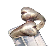 925 Sterling Silver Vintage Dainty Love Heart Bypass Ring Sz 8 RG25684