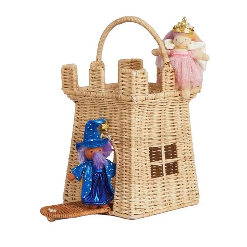 Rattan Woven Castle Bag Cute Hand Woven Storage Basket Home Decor Travel - Picture 11 of 26