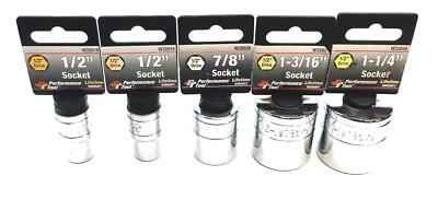Performance Tools 5 Piece 1/2IN Drive Socket Set W32016 W32028 W32038 W32040 NOS