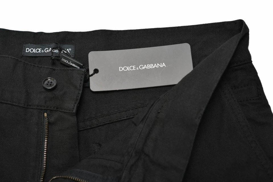 Pantalones informales Dolce & Gabbana "14" negros delanteros planos para hombre EE. UU. 28 30 32 34 36 38 Foto 4 de 4